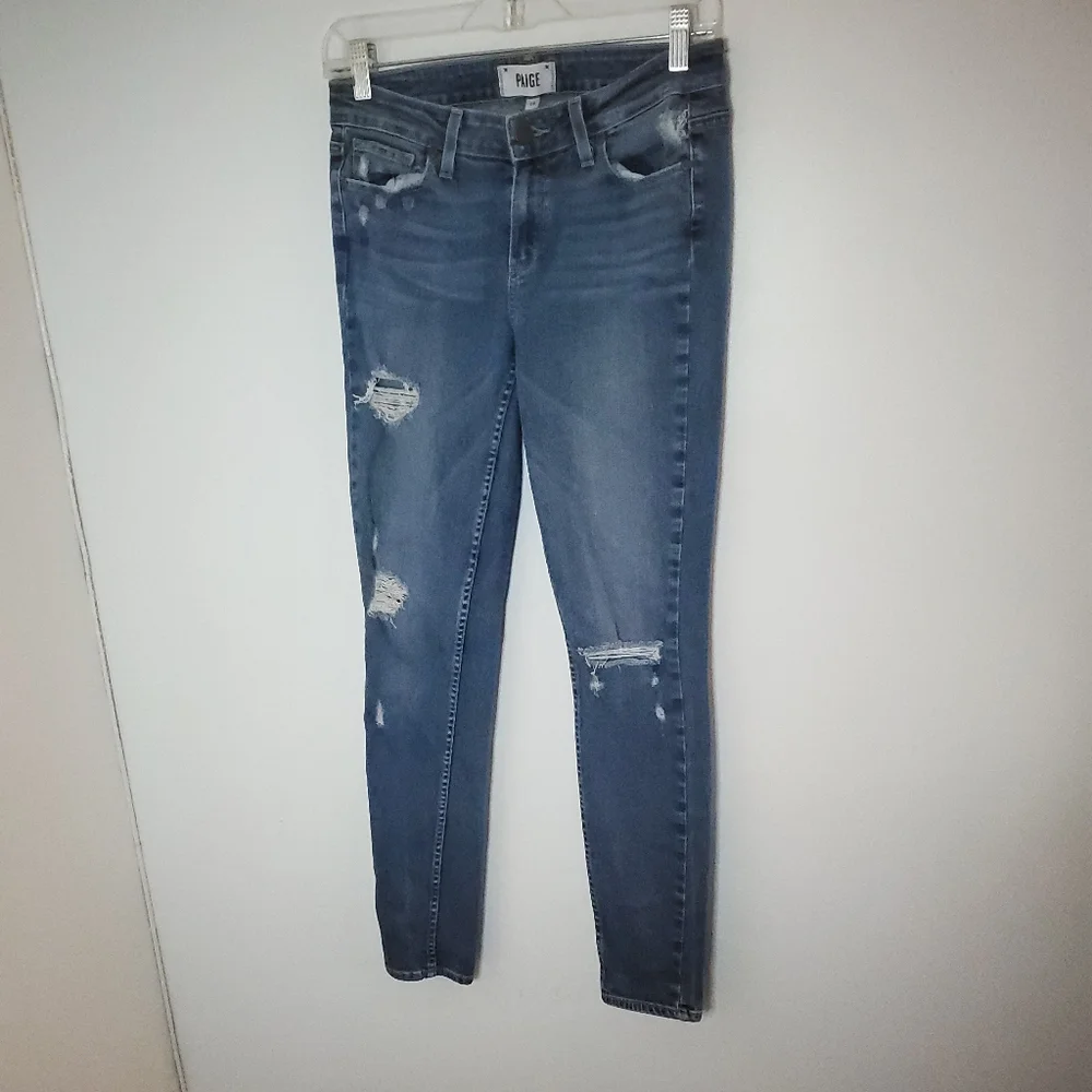 Paige Verdugo Ultra Skinny Danica Distressed 9 oz Jeans 28 - Picture 2 of 9